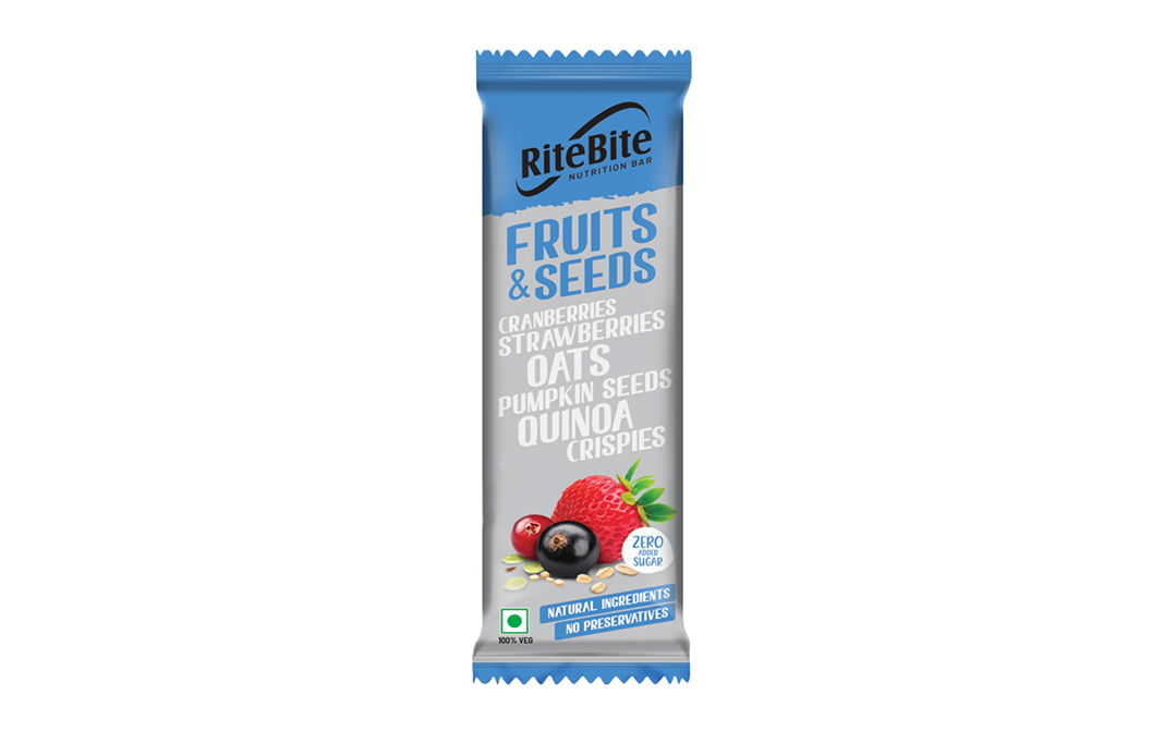Ritebite Fruits & Seeds Cranberries Strawberries Oats Pumpkin Seeds Quinoa Crispies   Pack  35 grams
